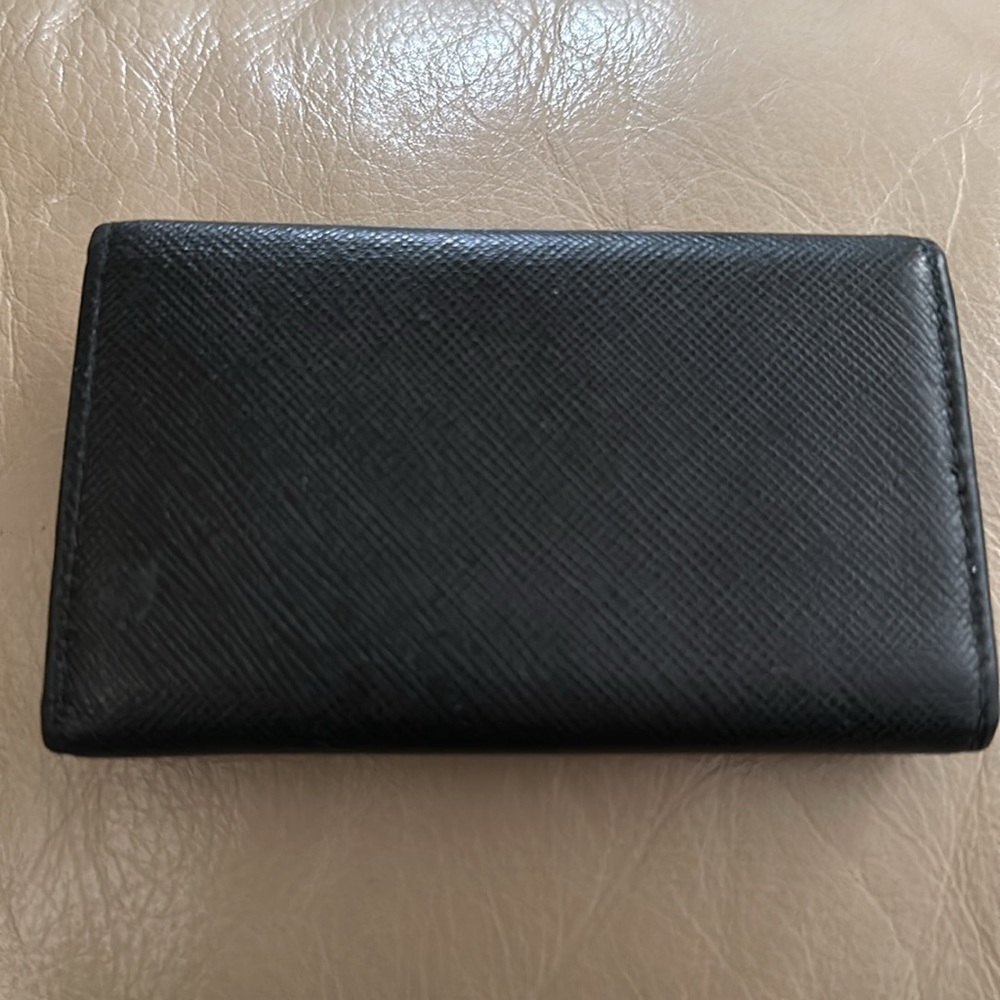 Prada Milano Leather Black Key Case &Card Holder Gold Logo Unisex Price Firm - Picture 2 of 10